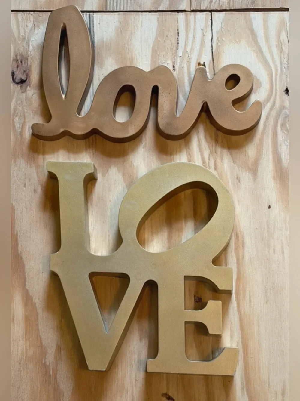 Gold Script and Stacked LOVE Wall Art Set